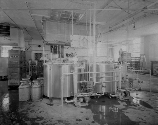 Consumer's Co-op Dairy. Interior view of vats.