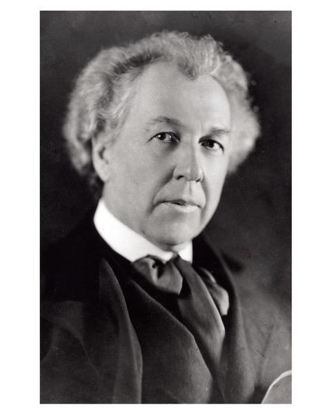 Studio portrait of Frank Lloyd Wright.