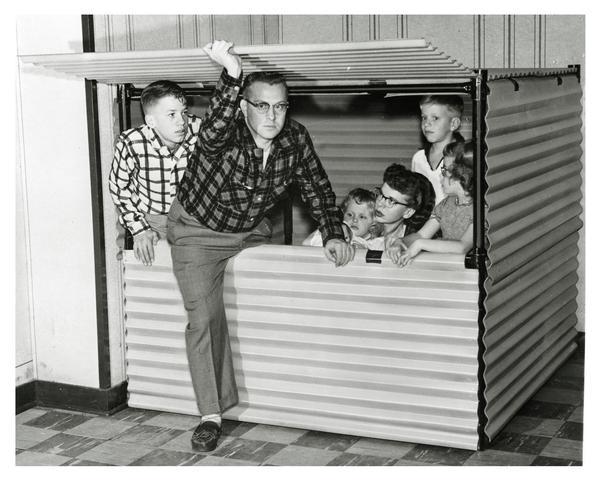 A Wisconsin family inside their new bomb shelter.