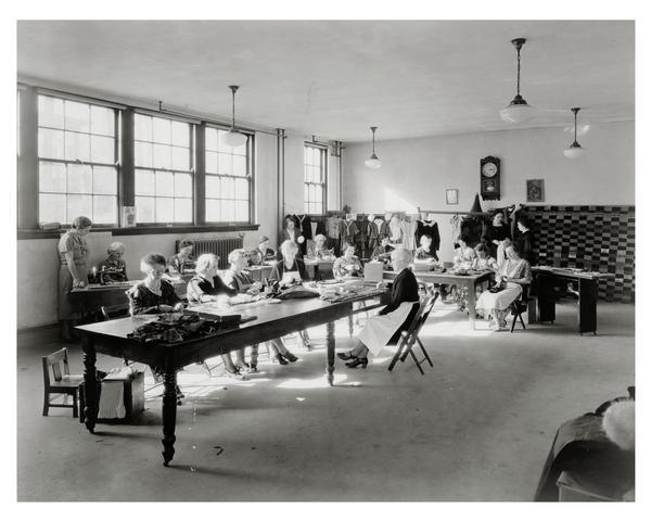 A group of Fond du Lac women sews clothes for a Civil Works Administration project in 1934. The CWA was an emergency program that lasted from November 1933 to April 1934 and put 4,000,000 Americans to work for a short time.