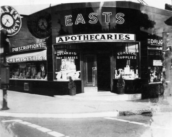 Exterior view of East's Apothecary.