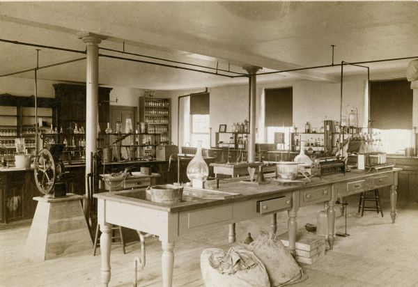 View of an empty University of Wisconsin-Madison pharmacy laboratory.