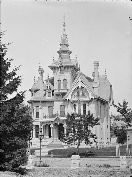 W.A. Collins residence, 77 Prospect Avenue. Lightning rods are on the roof of the house.