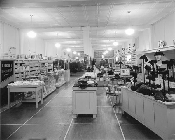 The interior of Miller's store in the hat section.