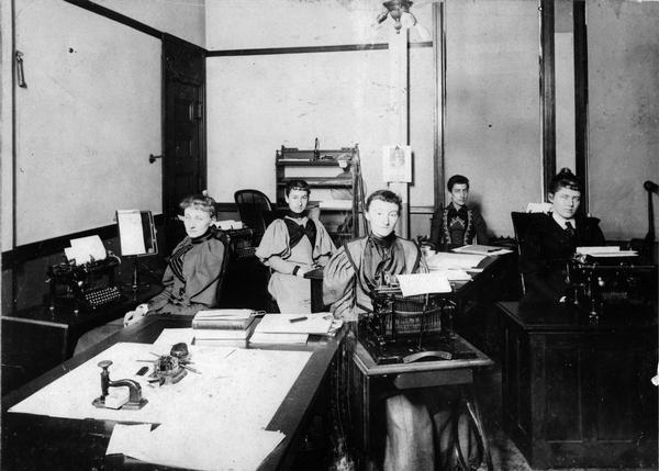 Stenographers at the law firm of Winkler, Flanders, Smith, Bottum, & Vilas.
