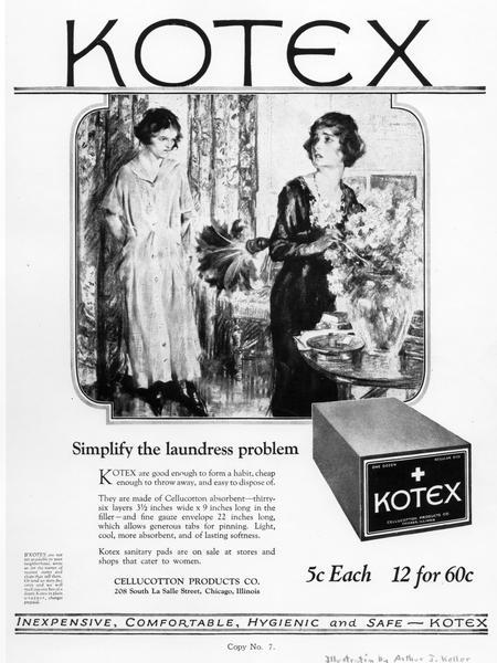 A Kotex feminine product advertisement from early in the 20th century.