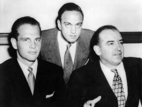 Senator Joseph R. McCarthy with G. David Schine and Roy M. Cohn. 