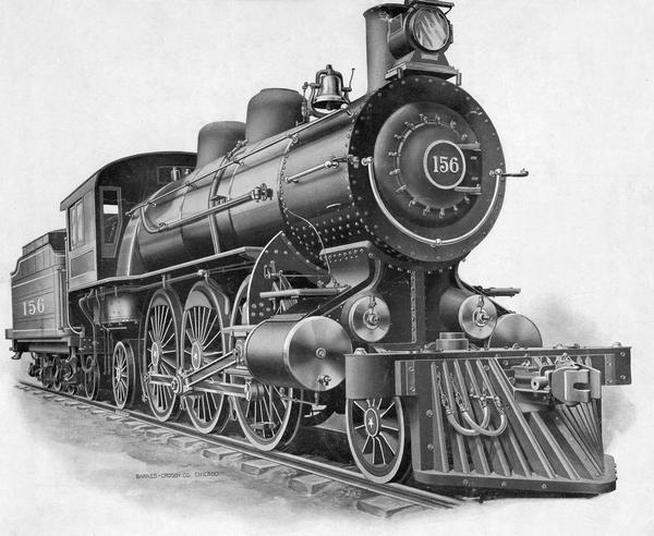 Depiction of the "modern" locomotive at the beginning of the 20th century.