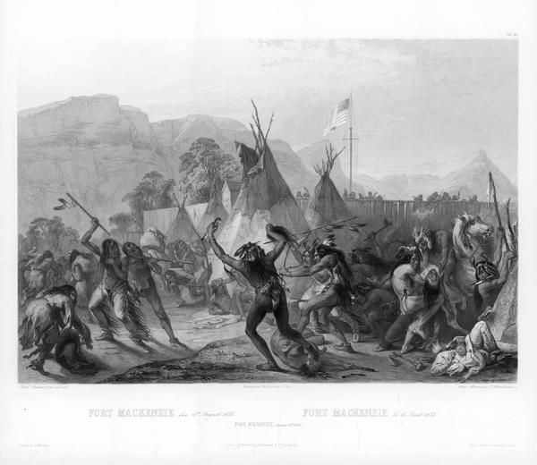 Indians fighting at Fort Mackenzie (Montana).