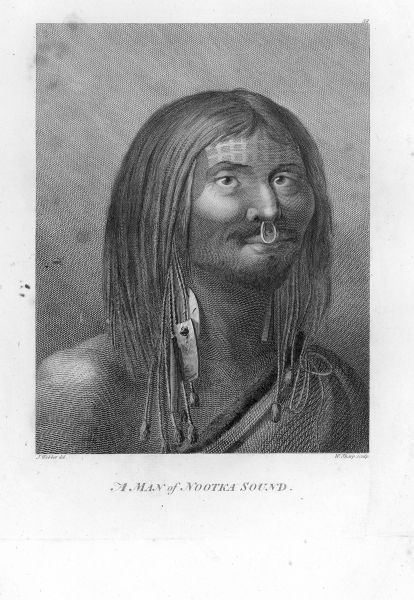 Plate 38. Portrait from Cook's Third Expedition, 1776-1779, while in Alaska.