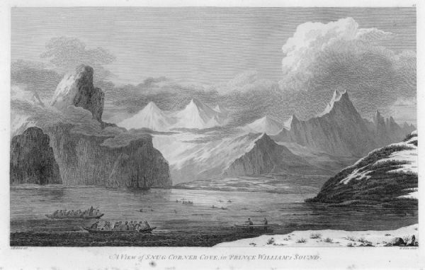 Plate 45. Scene from Cook's Third Expedition, 1776-1779, while in Alaska.