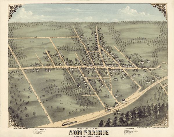 Bird's-eye map of Sun Prairie.