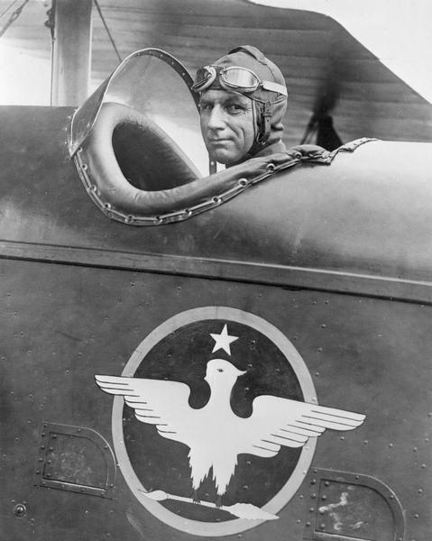 General William "Billy" Mitchell in the cockpit of his airplane.