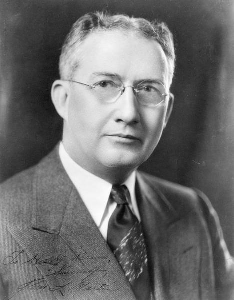 A portrait of aviation manufacturer Glenn L. Martin, inscribed to aviation publicist, Harry Bruno. Bruno's papers are available for research at the Wisconsin Historical Society Archives.