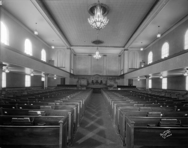 First Congregational Church main sanctuary from the rear, at 1609 University Avenue.