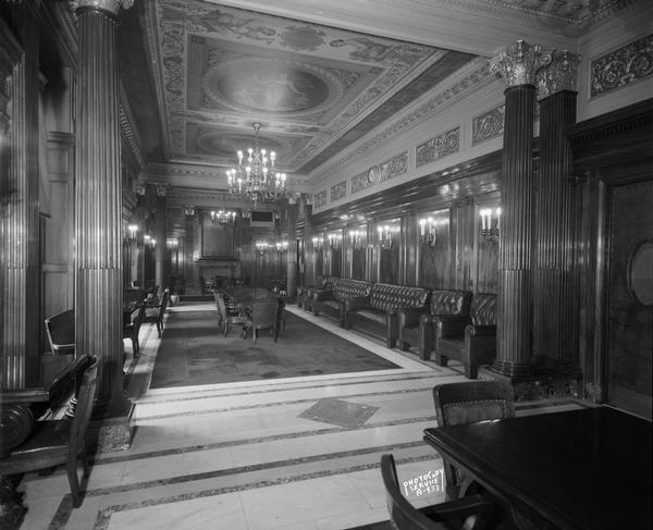 Senate Parlor in the Wisconsin State Capitol, showing elaborate decorations and furniture.