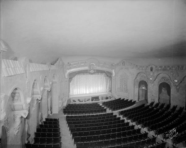Elevated view of the auditorium of the Eastwood Theatre from the left balcony, 2090 Atwood Avenue.