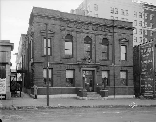 Exterior view of the Wisconsin Telephone Company building, 16 S. Carroll Street.