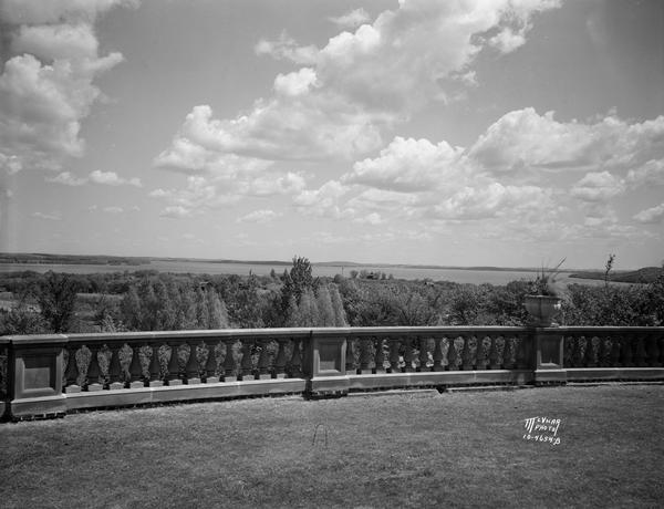 View of Lake Mendota from the terrace of Dr. Frederick A. and Edith Davis house, 6048 South Highlands Avenue, called Edenfred.