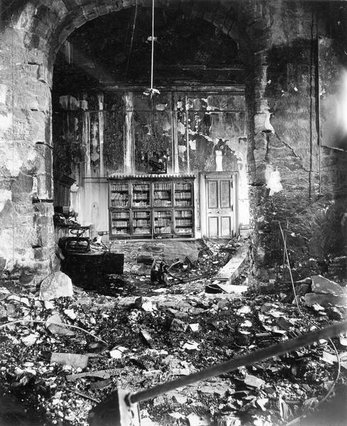 The office of the State Superintendent of Public Instruction in the East Wing of the third Wisconsin State Capitol after the fire of February 27.