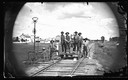 Railroad Crew and Boy on Hand Car