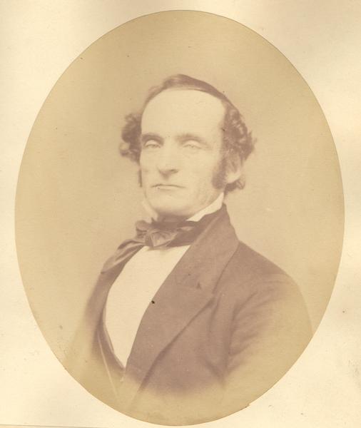 Quarter-length oval portrait of Darwin Clark.  He was born in Otsego County, New York, in 1812, and came to Wisconsin in May of 1836.  Clark served as mayor of Madison and died in 1899.