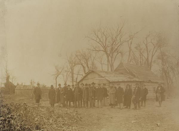 W.A. Jones and an unidentified group, probably on Bear Island, the location of the Ojibwa-Pillager Battle.