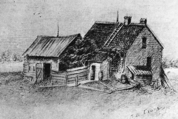 Jourdain's homestead, built by Joseph Jourdain in what was then Ft. Howard, Wisconsin. Eleazer Williams is said to have married Joseph Jourdain's daughter in the house in 1823.