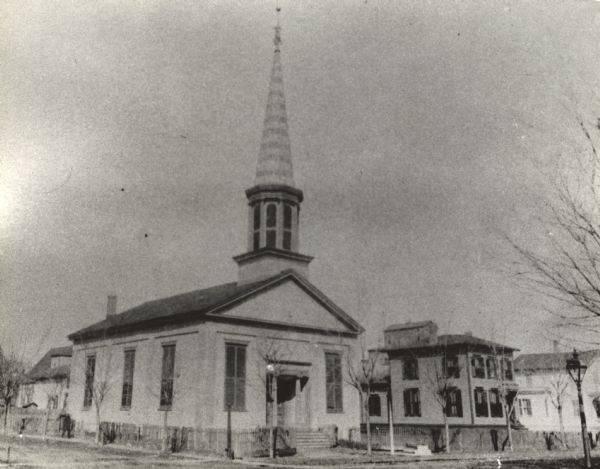 A Baptist church in Kenosha built in 1848 that is now no longer standing.