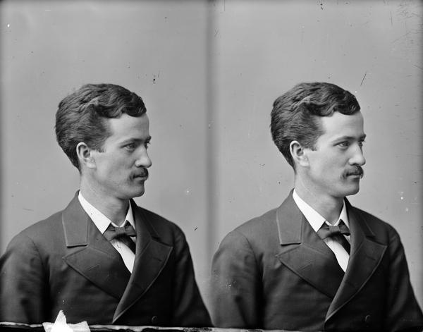 Stereograph portrait of Robert M. La Follette, Sr., taken during his senior year at the University of Wisconsin.