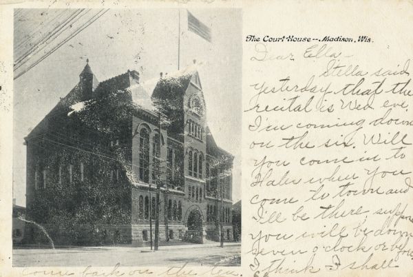The Dane County Courthouse. Caption reads: "The Court House — Madison, Wis."