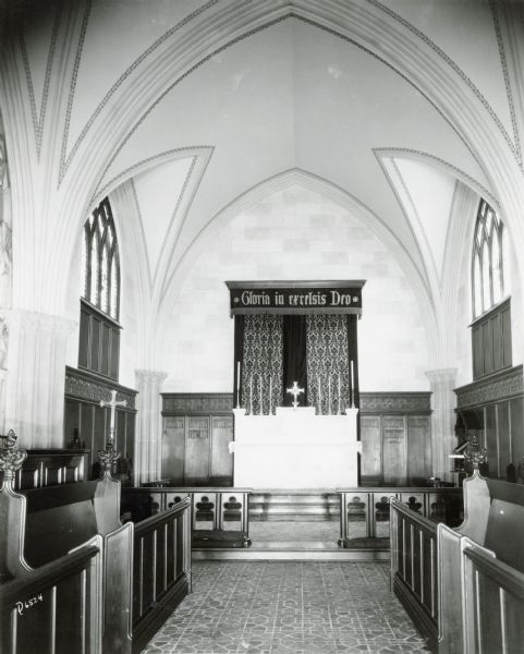 The center aisle and altar of the Grace Episcopal Church.