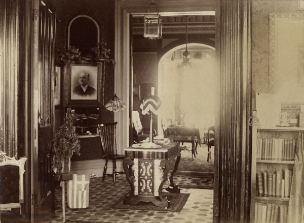 An interior view of the so-called Pierce house, at 424 North Pinckney Street, on the corner of Gilman Street.