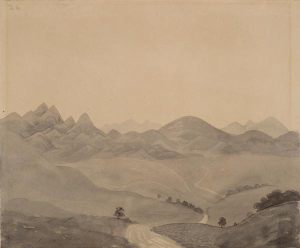 The Black Hills sketched by Wilkins on his 151-day journey from Missouri to California on the Overland Trail (also known as the Oregon Trail).