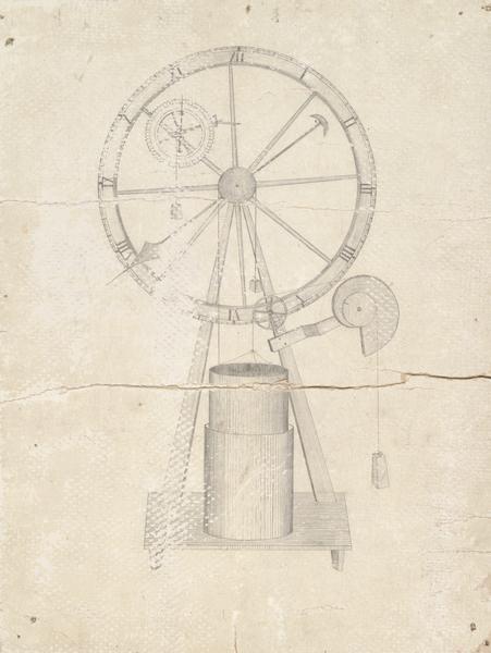 A sketch of a clock design by John Muir.