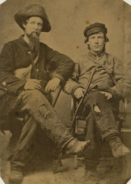 Lieutenant A.T. Lamson of Madison and Lieutenant E.E. Sill as they appeared when they reached the Union lines after escaping from Confederate prison at Columbia, South Carolina in either 1864 or 1865.