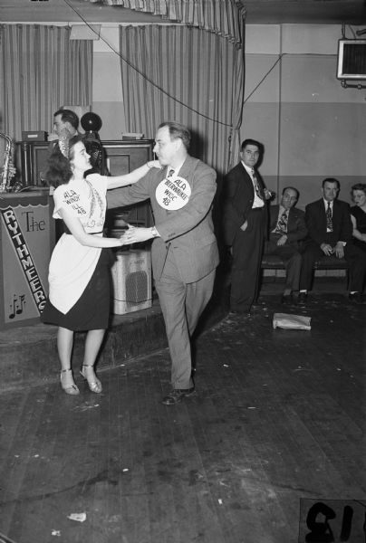 "Inter-City Fun Fest" dance sponsored by the Amalgamated Lithographers of America.  Chicago's Mrs. Peggy Schabert dances with Mr. Gil Naps, Milwaukee.

