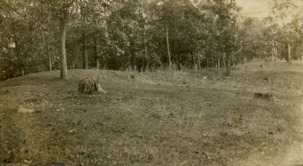 A linear burial mound at the T. Lewis Mound group in what is now Indian Mounds Park.
