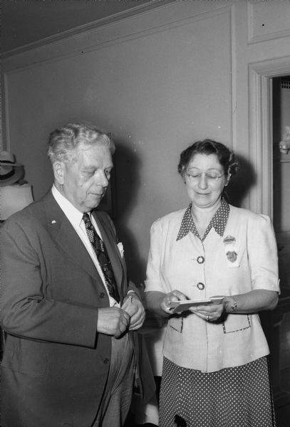 National Democratic political convention in Chicago. Delegates William B. Rubin, Milwaukee, and Mrs. Cecilia Garvin, Elroy.