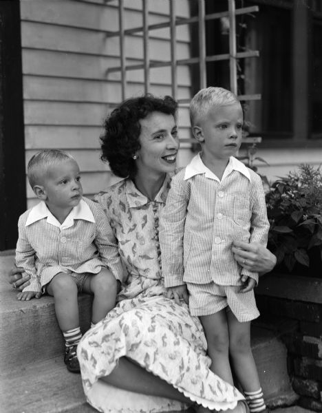 Mrs. Chauncey Maher and Children Portrait of Mrs. Chauncey (Ann MacKenzie) Maher and her two children, Peter, age 2 and Chauncey III, age 3.