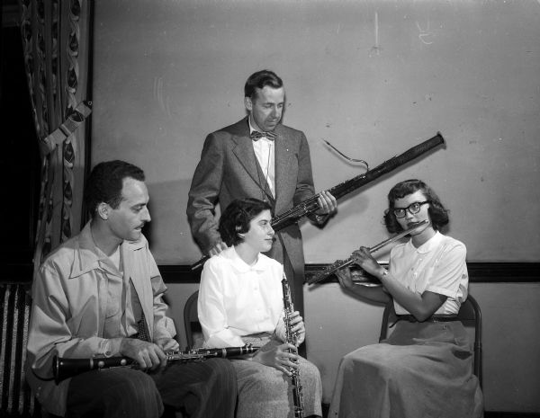 Madison Civic Symphony Madison Civic Symphony woodwinds section members pose for a portrait. They are: Robert Woollen, clarinet; Esther Sadowsky, oboe; Donald Kirkpatrick, first bassoon, and Patricia Pierstorff, flute.