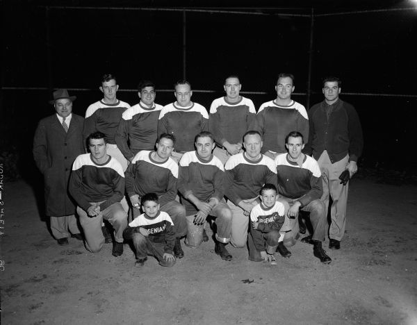 Sergenian's Touch Football Team Group portrait of Sergenian's touch football team after winning its third straight Madison municipal recreation Major Touch Football League championship in a row. Group portrait includes Ara, Dan, and Dave Sergenian.