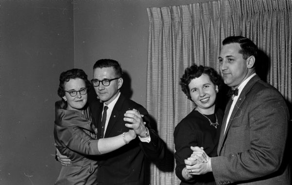 West Side Kiwanis Dance Couples Eva and Arthur Peterson (left) and Lucille and Robert Torkelson (right) take to the floor during the West Side Kiwanis Dance.