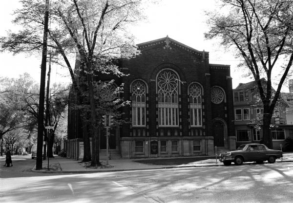 Evangelical United Brethren Church Exterior view of the Evangelical United Brethren Church, located at the intersection of 223 Wisconsin Avenue at Johnson Street.