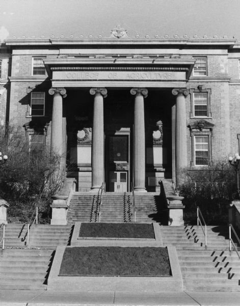 Ionic Columns Ionic columns, typical of Greek architecture, at the entrance to the College of Agriculture Building on the University of Wisconsin-Madison campus. The building was designed in 1902-3 by J.T.W. Jennings.