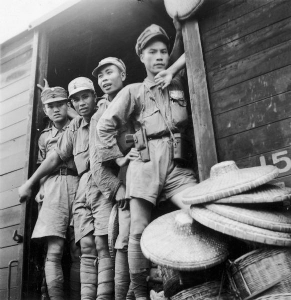 Nationalist Chinese Army soldiers evacuated fron Hainan arriving in Taipei in May 1950.  Their arrival was covered by NBC foreign correspondent Cecil Brown, whose papers are part of the collections of the Wisconsin Historical Society Archives.  The fall of Nationalist China and Chiang Kai-Sheck's retreat to Formosa in December 1949 was evidence for many Americans that the charges made by Joseph R. McCarthy in February 1950 about communist conspiracy in the U.S. State Department were true.