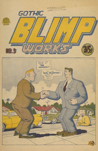 Cover of "Gothic Blimp Works," an underground comic newspaper, featuring a cartoon by Robert Crumb.
