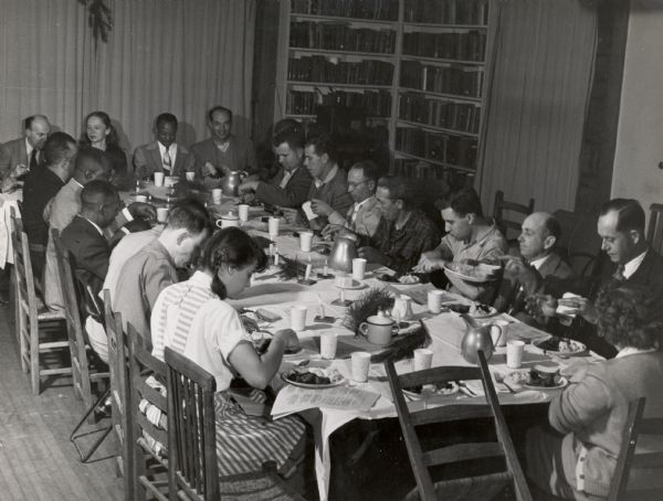 Mine, Mill and Smelter workers eating a meal at Highlander Folk School.