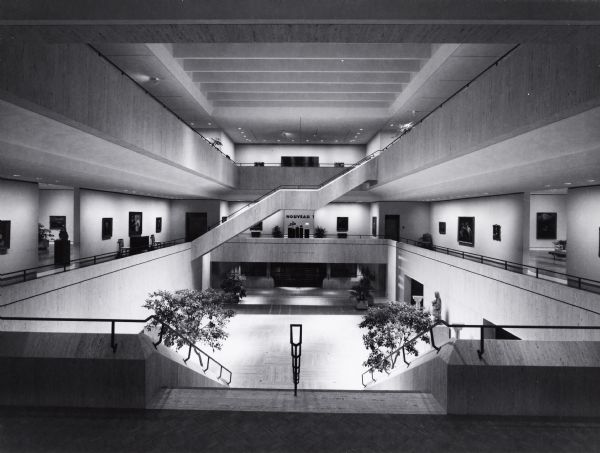 Interior view over Paige Court of Elvehjem Museum of Art on the University of Wisconsin-Madison campus at 800 University Avenue.