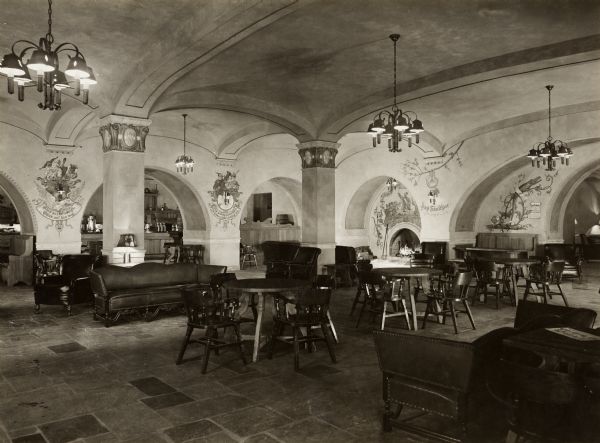 Interior view of the Memorial Union Rathskellar at the University of Wisconsin-Madison.